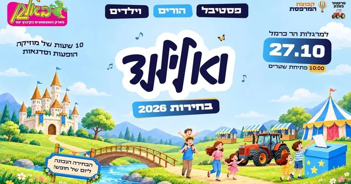 ואלילנד בחירות 2026 ☆ פסטיבל הורים וילדים | 27.10 באלגן יגור