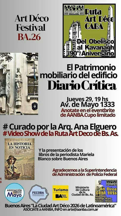 Edificio DIARIO CRITICA: muebles y arte de 1927. Y la Ruta Art DECO BA.26